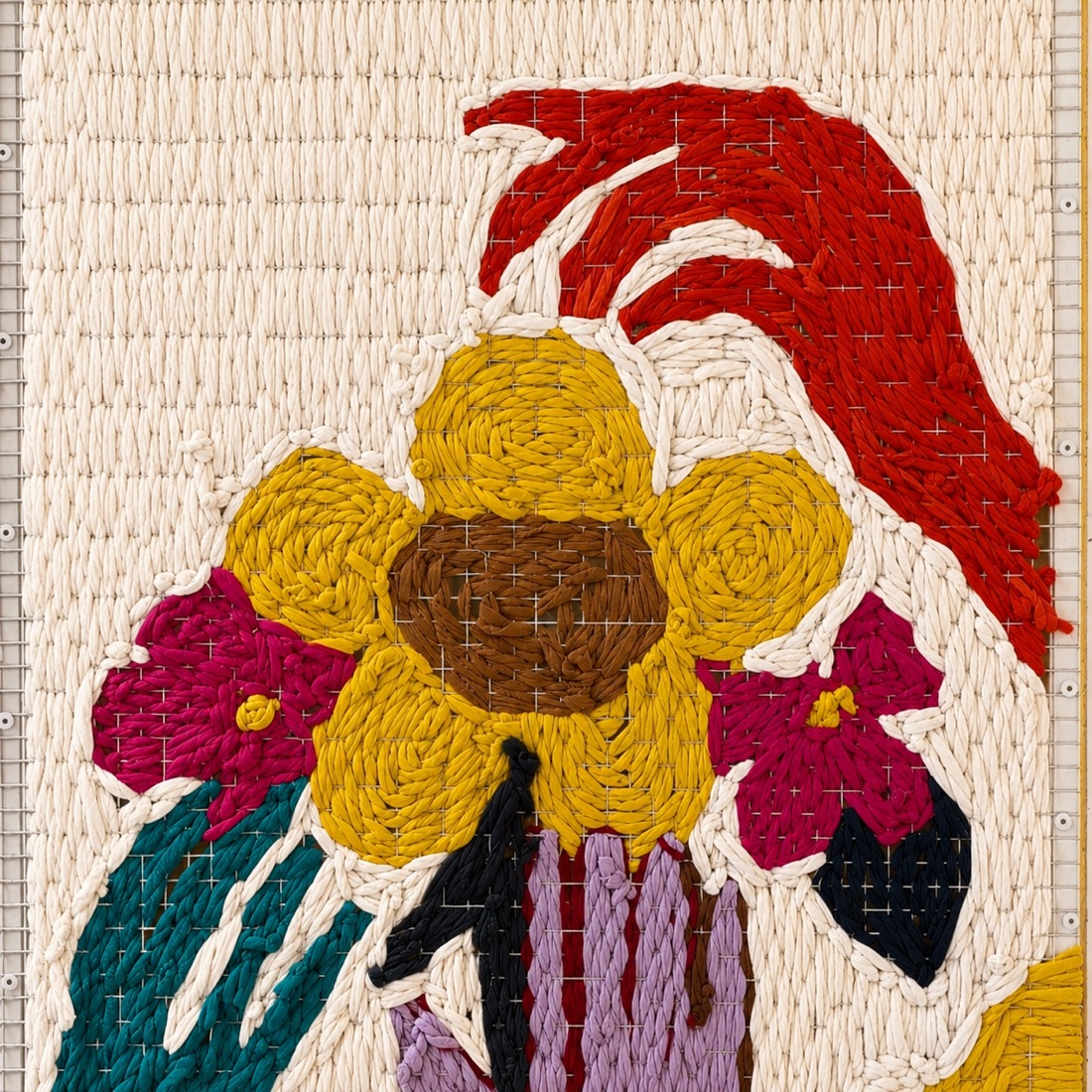 Detail of the Bravo! woven kiosk artwork